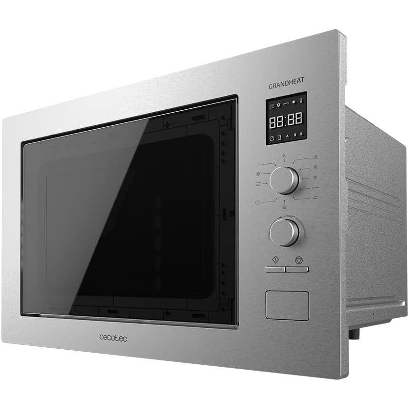 image:imageCecotec Microondes encastrable numrique 25 litres avec gril GrandHeat 2550 BuiltIn Steel 1320 W 8 fonctions minuterie revtement en acier inoxydable plateau tournant de 315 cmAcier