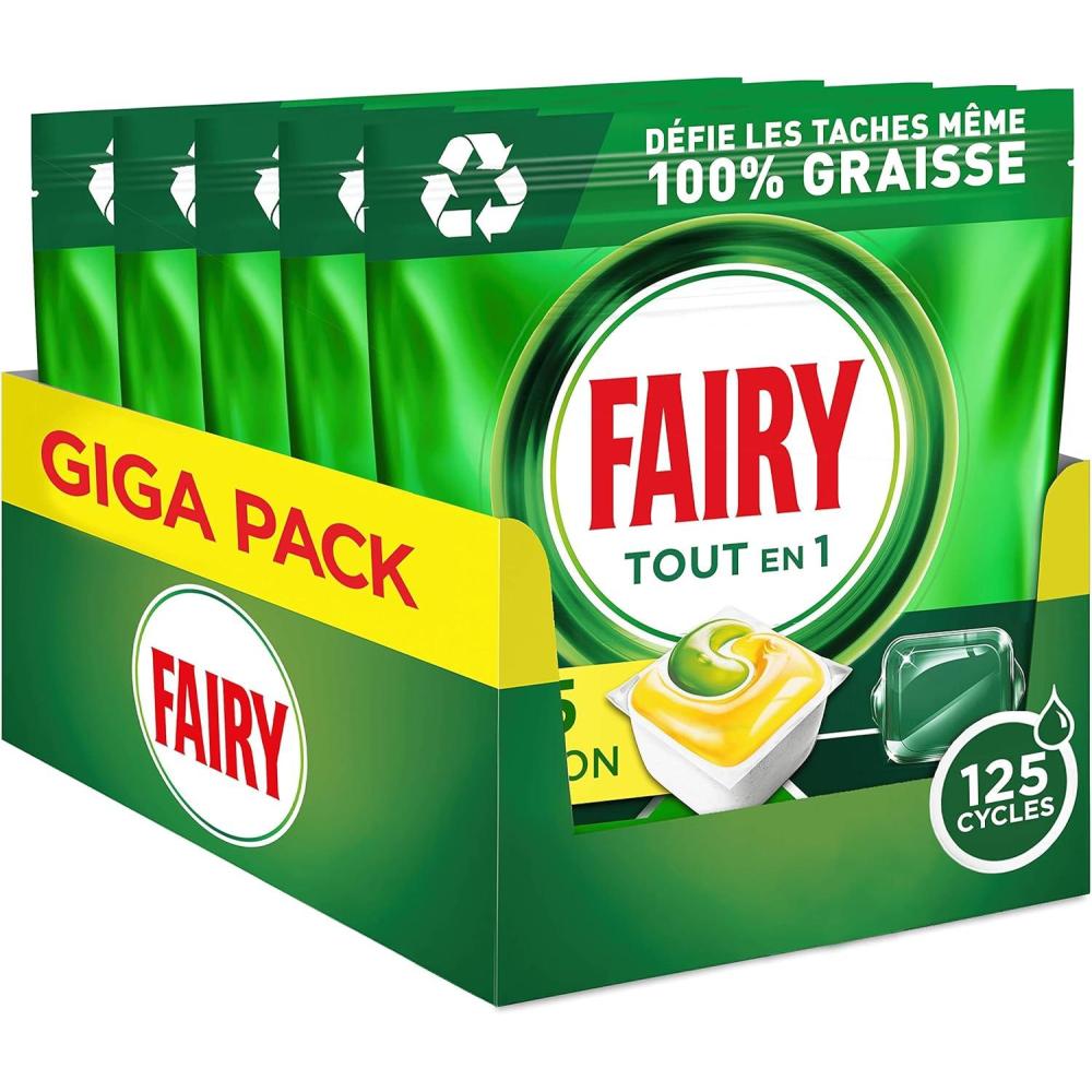 image:imageFairy Platinum Plus Tablettes Lavevaisselle Touten1 114 Tablettes 19x6 Parfum Citron Technologie AntiTerne Prvient le Calcaire Systme PrLavage Intgr Efficace en Cycle Court125 Capsules