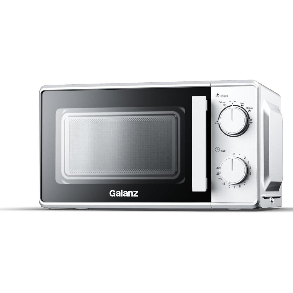 image:imageGalanz Microondes 20 L P70T20LVB 700W Microondes avec 6 niveaux de puissance minuterie de 0 30 minutes nettoyage facile grce au plateau tournant en verre noirArgent