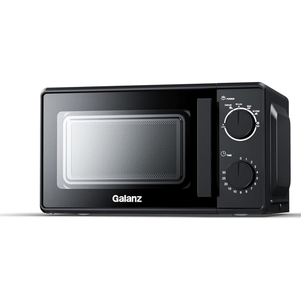 image:imageGalanz Microondes 20 L P70T20LVB 700W Microondes avec 6 niveaux de puissance minuterie de 0 30 minutes nettoyage facile grce au plateau tournant en verre noirNoir