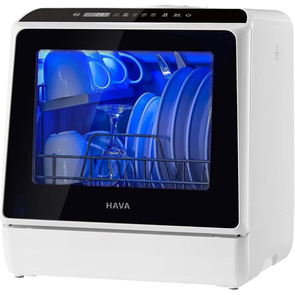 image:imageHAVA mini lave vaisselle 6 programmes portables avec rservoir deau intgr de 5 L aucun branchement ncessaire fonction de soin de bb et de schage lair pour appartements et campingcars