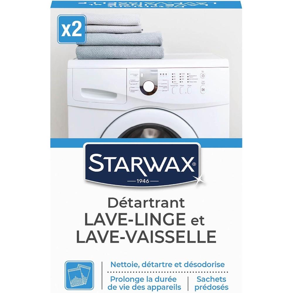 image:imageSTARWAX Dsinfectant frigo et microondes Sans javel Apte au contact alimentaire Tue 999 des bactries et virus Fabriqu en France 250mlLave linge 2 sachets
