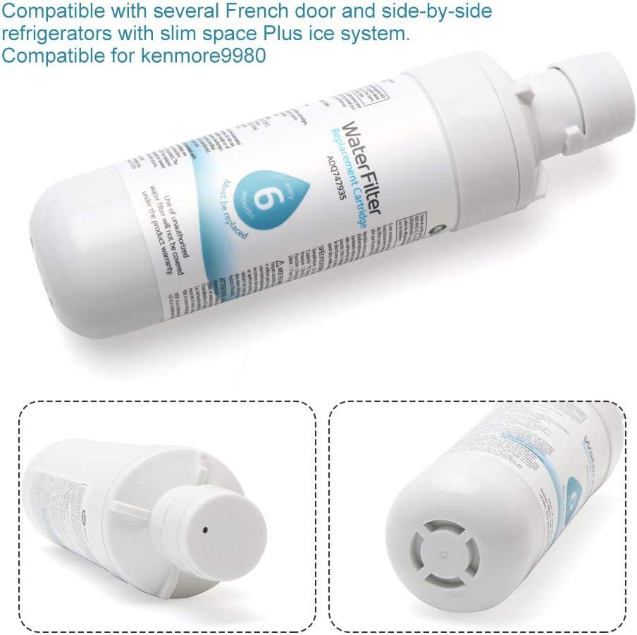image:imageFiltre eau de rechange LT1000P pour rfrigrateur avec lment filtrant compatible avec Kenmore 9980 convient pour les rfrigrateurs porte franaise et cte cte blanc 1 piceBlanc 1 Pice