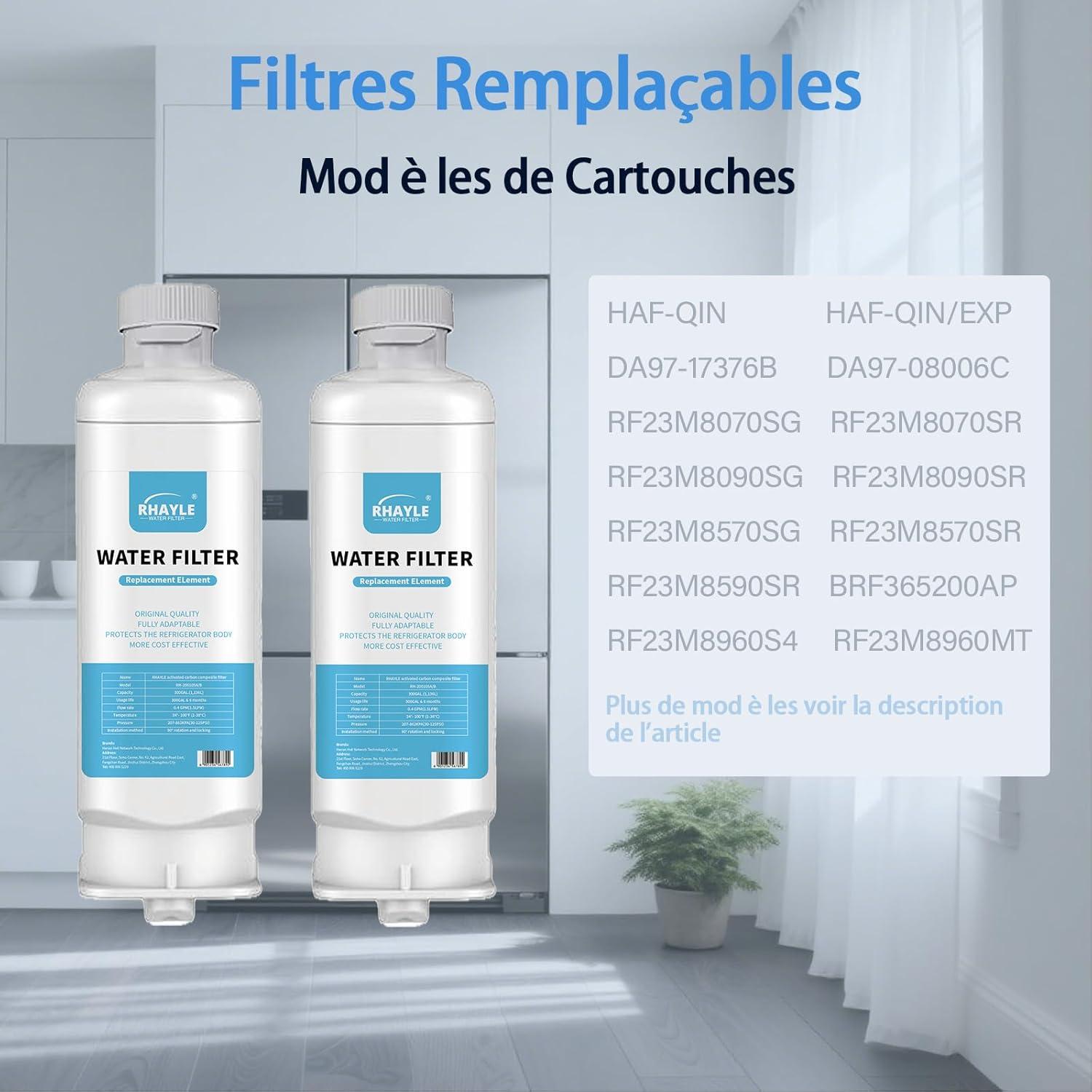 image:imageLot de 2 filtres eau pour rfrigrateur Samsung DA9717376B DA9708006C HAFQIN HAFQINEXP