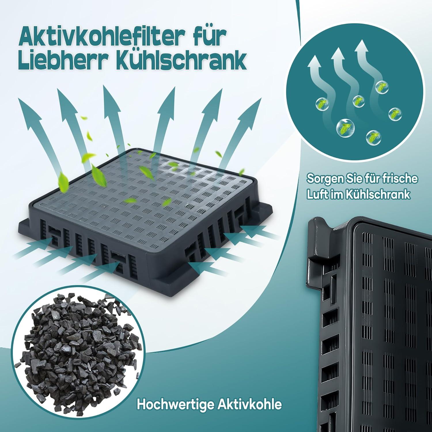 image:imageLot de 4 filtres charbon actif pour rfrigrateurs Liebherr 9096989 9882460 9882429 988246000 Fresh Air pour rfrigrateurs Liebherr 744002100