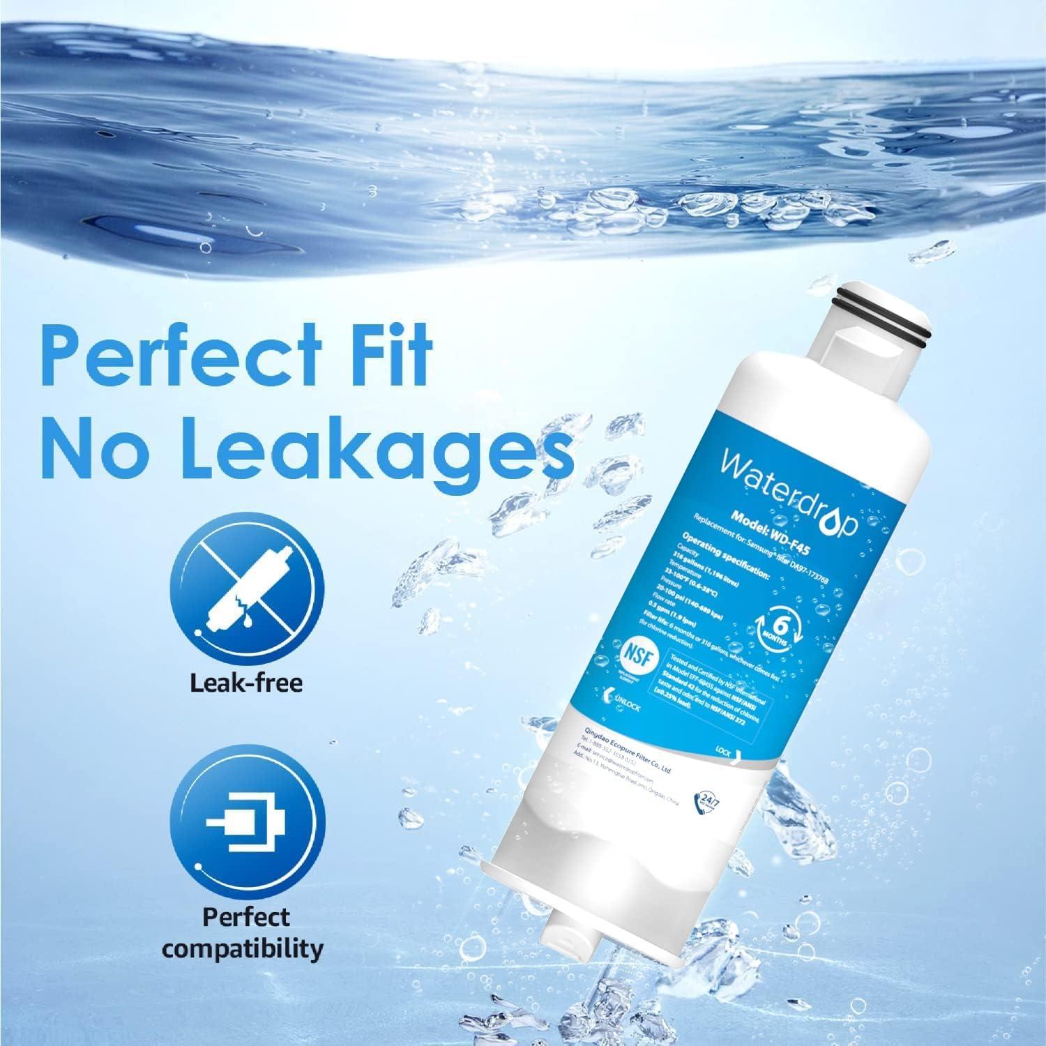 image:imageWaterdrop DA9717376B Filtre Eau pour Rfrigrateur Compatible avec Samsung HAFQinEXP DA9717376B HAFQin DA9708006C Rduction des PFAS PFOAPFOS Pack de 22 Unit Lot de 1