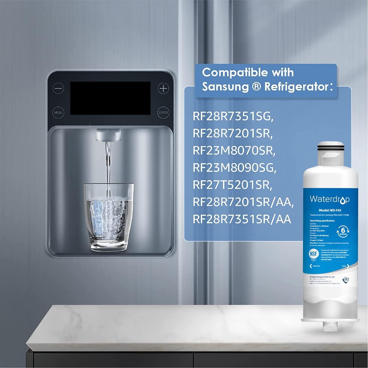 image:imageWaterdrop DA9717376B Filtre Eau pour Rfrigrateur Compatible avec Samsung HAFQinEXP DA9717376B HAFQin DA9708006C Rduction des PFAS PFOAPFOS Pack de 22 Unit Lot de 1