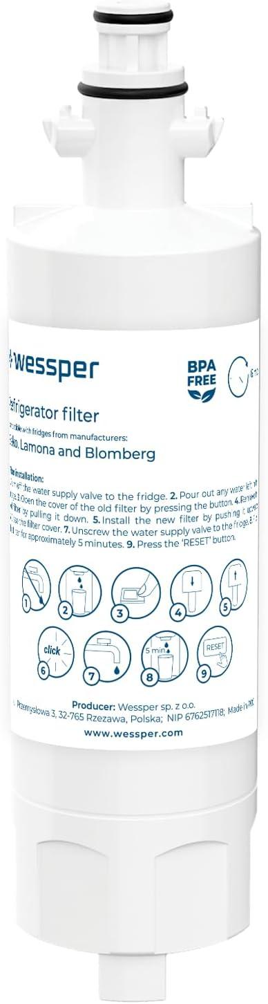 image:imageWessper 4874960100 Filtre eau du rfrigrateur pour Beko 4874960100 4394650100 9256712 SBS4K srie GNE Blomberg IWD1004ET Grundig 487960000 srie GSN Lamona LAM6100 HJA6110 Lot de 21 Unit Lot de 1