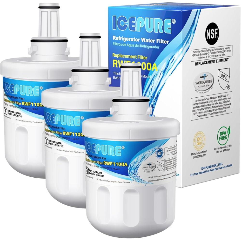 image:imageICEPURE Filtre eau pour rfrigrateur Compatible Avec Samsung DA2900003F DA2900003G Aqua Pure Plus Hafin DA2900003B DA2900003A DA9706317A RFC1100A 3 pices RWF1100A facture disponible3 Unit Lot de 1