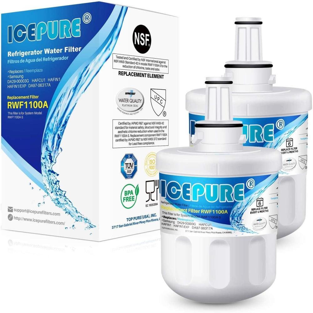 image:imageICEPURE Filtre eau pour rfrigrateur Compatible Avec Samsung DA2900003F DA2900003G Aqua Pure Plus Hafin DA2900003B DA2900003A DA9706317A RFC1100A 3 pices RWF1100A facture disponible2 Unit Lot de 1