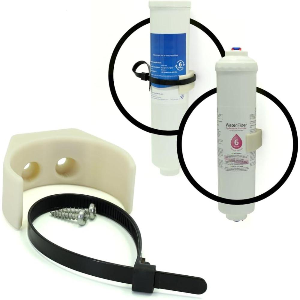 image:imageSupport pour filtre eau rfrigrateur kit montage pince clips fixations montage rapide scurit dmontage compatible LG Waterdrop Samsung 1 diamtreDurchmesser 50mm
