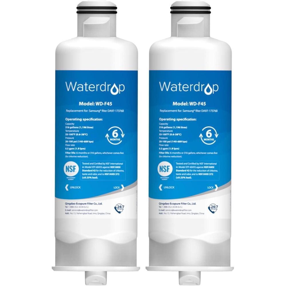 image:imageWaterdrop DA9717376B Filtre Eau pour Rfrigrateur Compatible avec Samsung HAFQinEXP DA9717376B HAFQin DA9708006C Rduction des PFAS PFOAPFOS Pack de 22 Unit Lot de 1