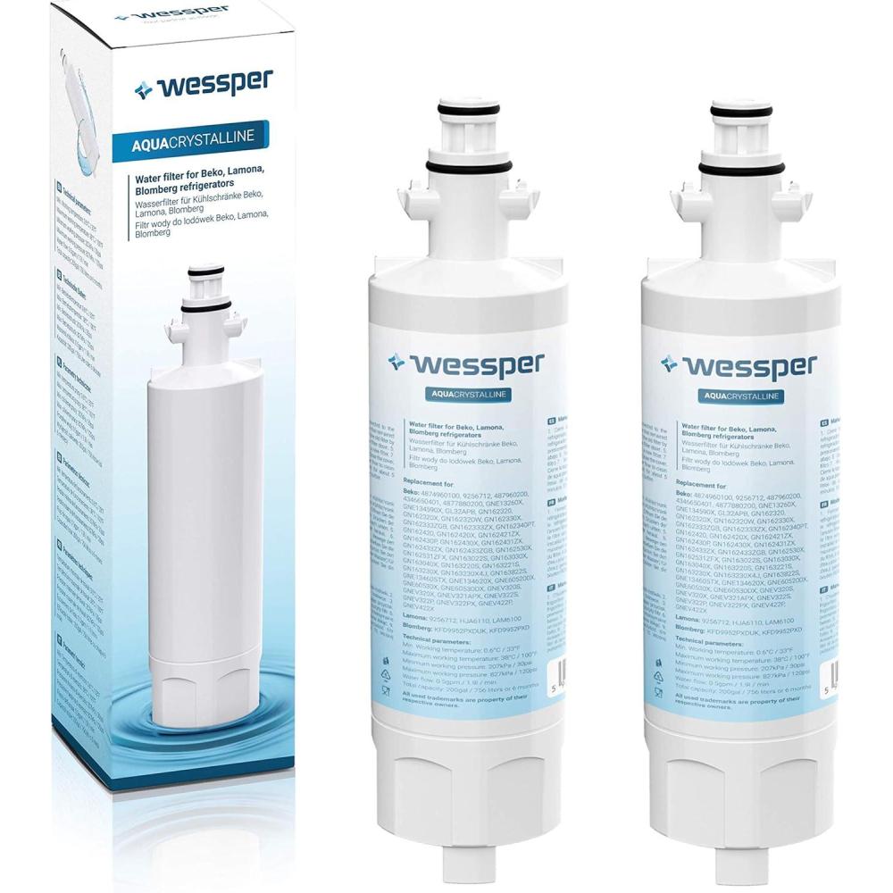 image:imageWessper 4874960100 Filtre eau du rfrigrateur pour Beko 4874960100 4394650100 9256712 SBS4K srie GNE Blomberg IWD1004ET Grundig 487960000 srie GSN Lamona LAM6100 HJA6110 Lot de 22 Unit Lot de 1