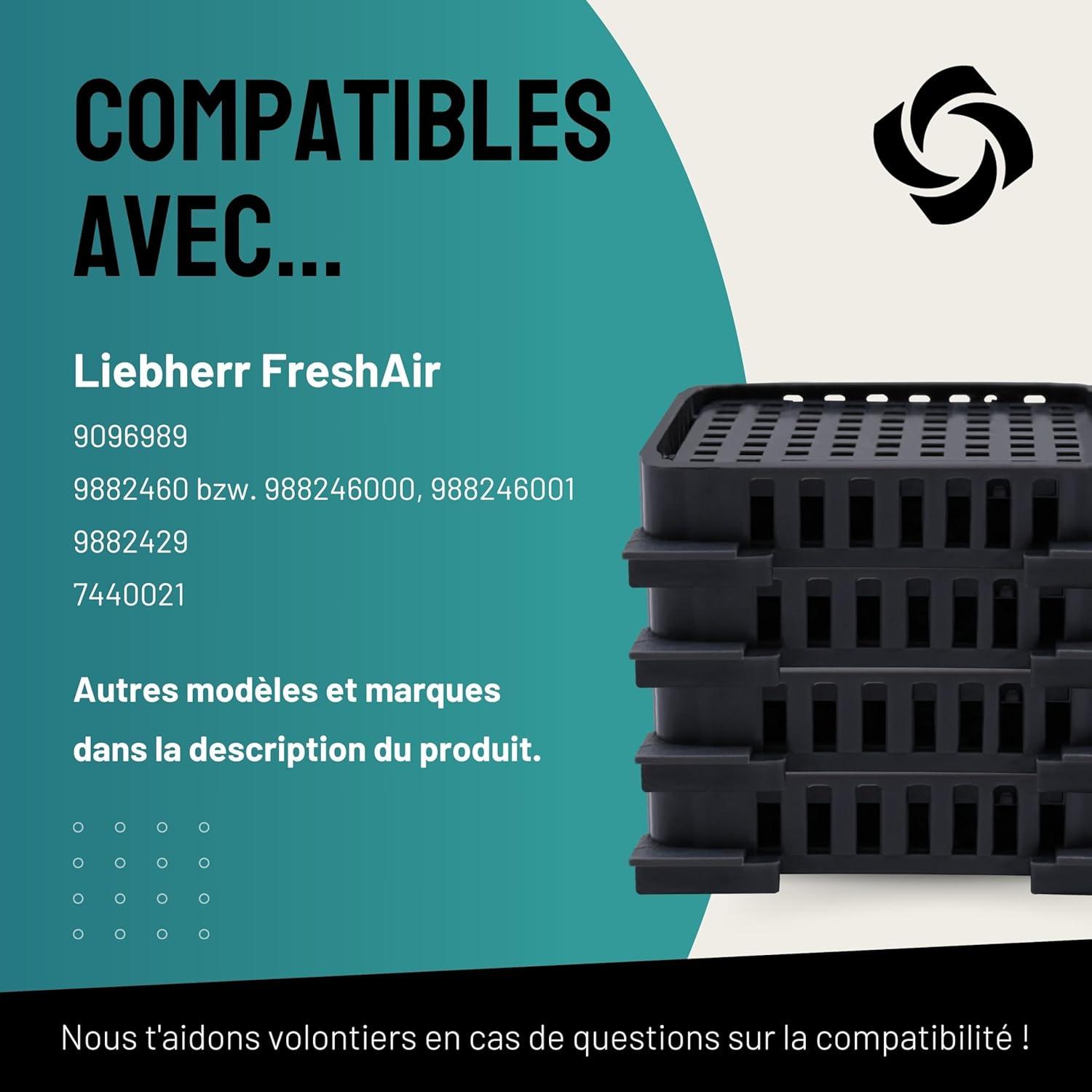image:imageFresh Air Lot de 4 filtres charbon actif pour rfrigrateur Liebherr 9096989 9882460 988246000 et 744002100
