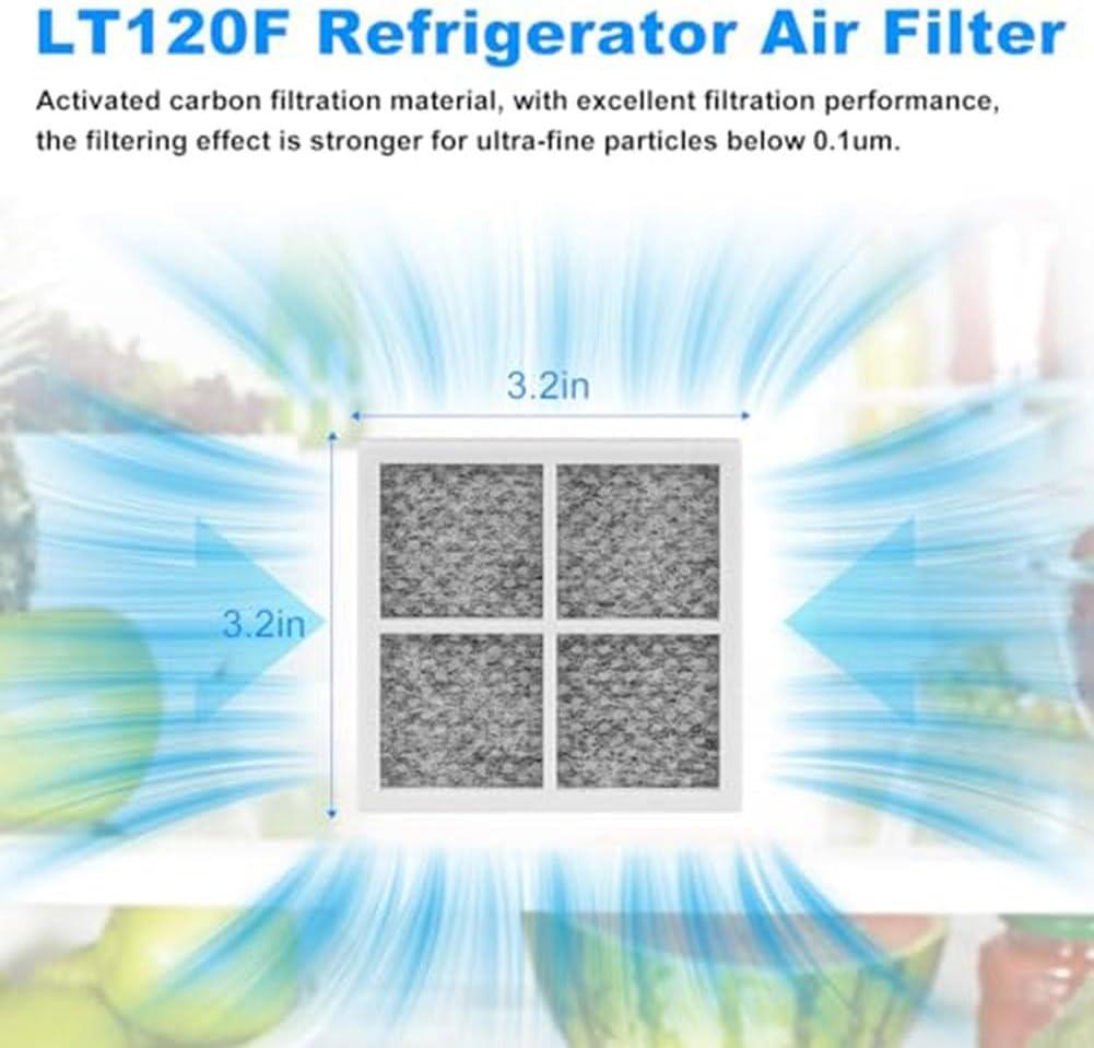 image:imageLot de 4 filtres air charbon actif LG LT120F pour retrait de rfrigrateur et air amlior avec technologie HEPA