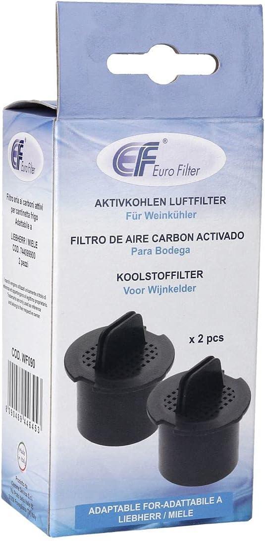image:imageWF090 Lot de 2 filtres charbon actif 51 mm Pour cave vin Compatible avec Liebherr 7433243 Bosch Siemens 00467217 467217 Miele 9447051