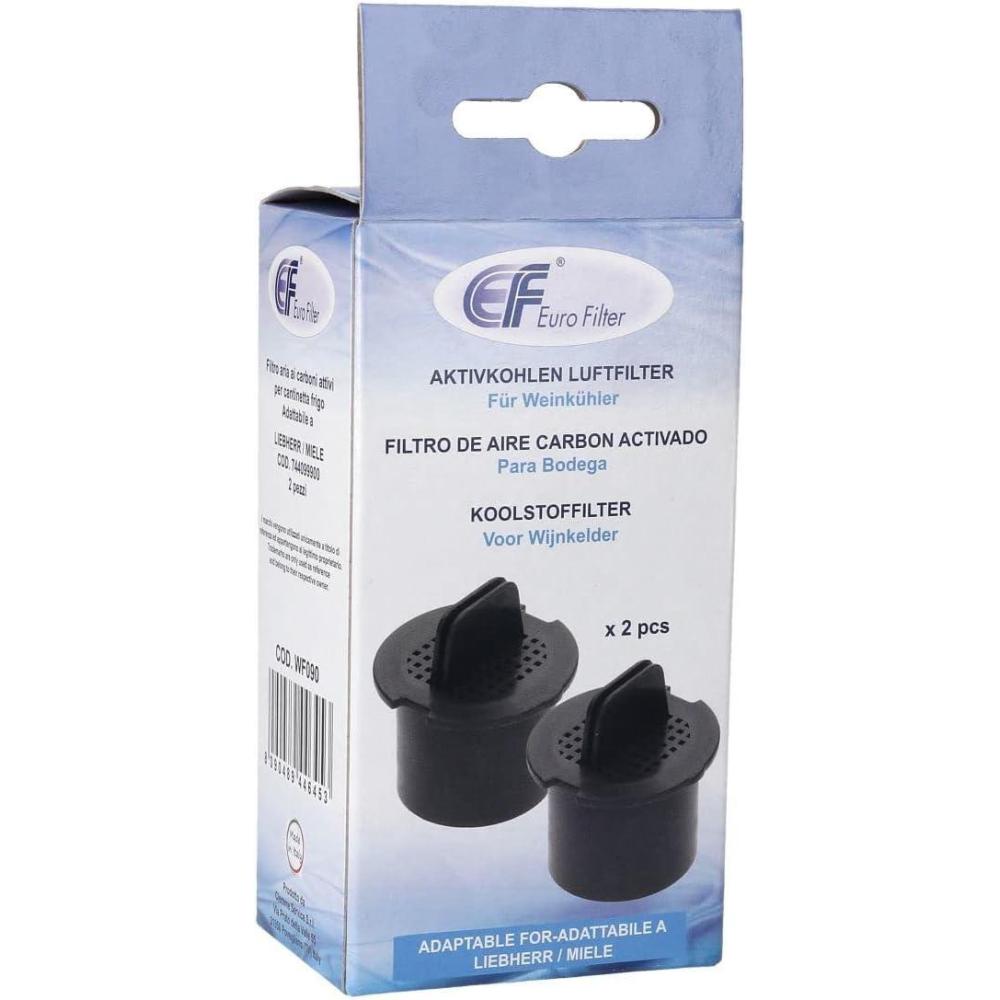 image:imageWF090 Lot de 2 filtres charbon actif 51 mm Pour cave vin Compatible avec Liebherr 7433243 Bosch Siemens 00467217 467217 Miele 9447051