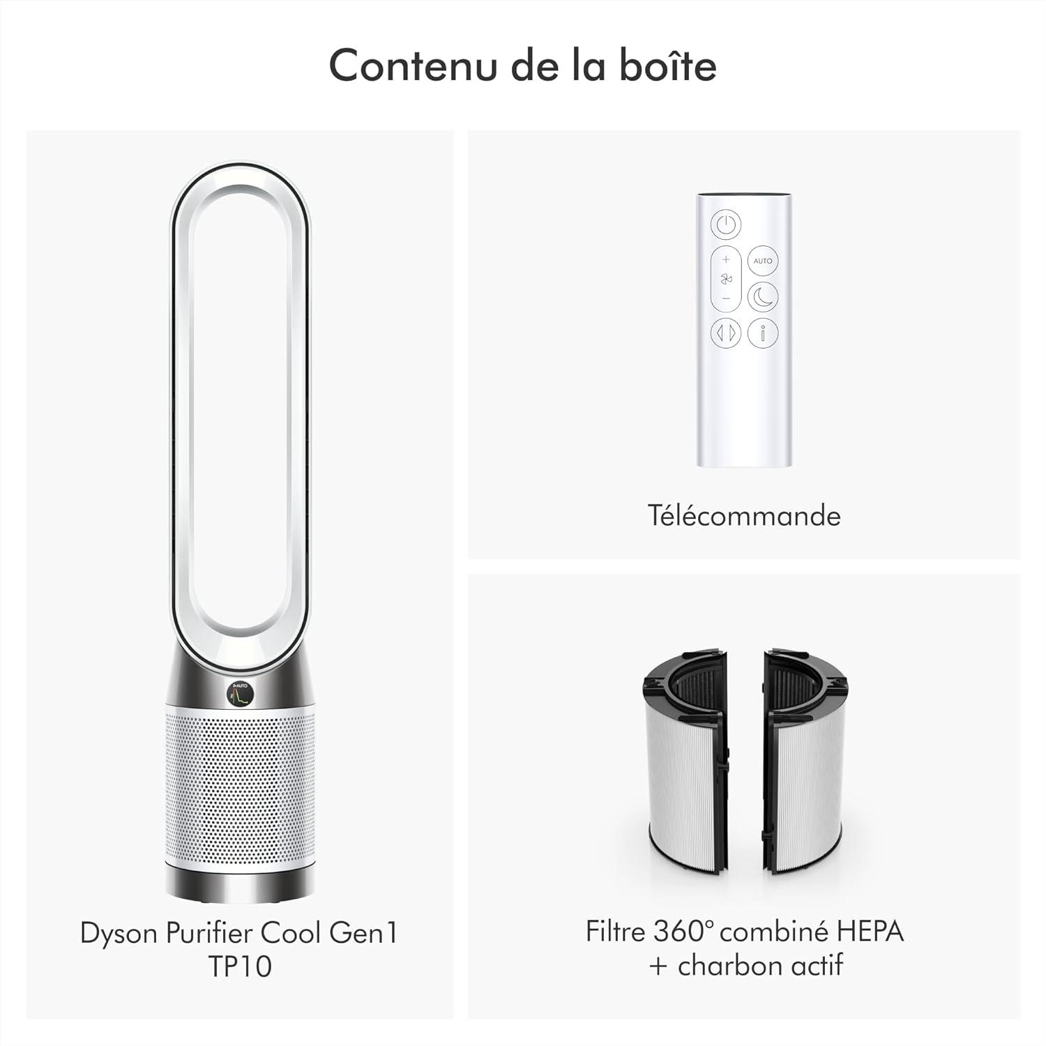 image:imageDyson Purifier Cool Gen1 Purificateur dair et ventilateur TP10 purification puissante flux dair rafrachissant BlancTP10 Dyson