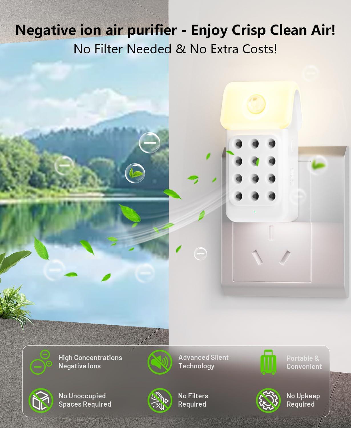image:imagePurificateur dAir 1Pcs Dayear Plugin Negative Ion Purifier avec Capteur de Mouvement Mini Air Purifier Purificateur Ioniseur dAir pour ChambreMaisonSalonChambre dAnimaux