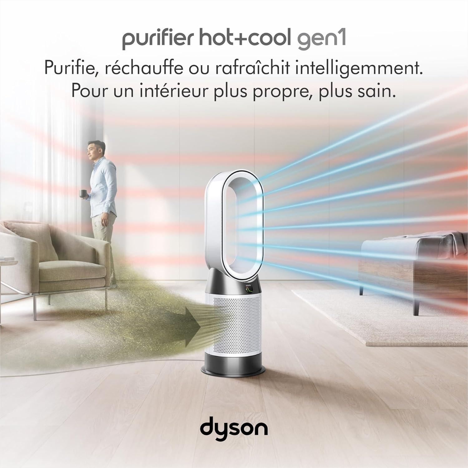 image:imageDyson Purifier HotCool Gen1 Purificateur dair et chauffage HP10 purification chauffage avec flux dair rafrachissant puissant ArgentHP10 Dyson