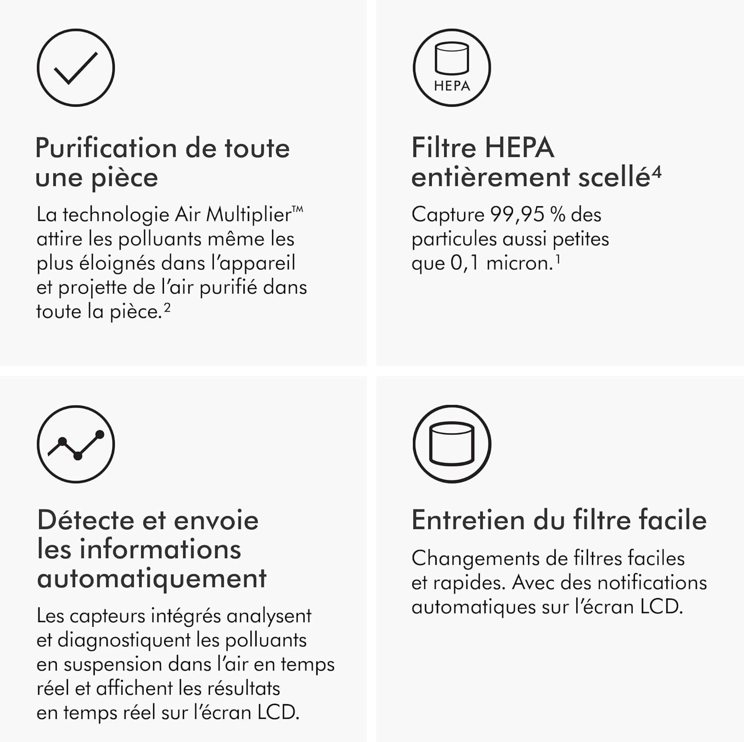 image:imageDyson Purifier HotCool Gen1 Purificateur dair et chauffage HP10 purification chauffage avec flux dair rafrachissant puissant ArgentHP10 Dyson