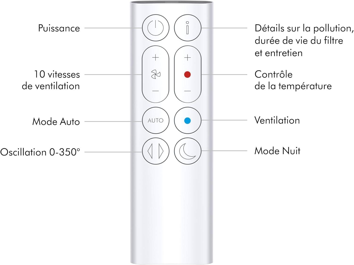 image:imageDyson Purifier HotCool Gen1 Purificateur dair et chauffage HP10 purification chauffage avec flux dair rafrachissant puissant ArgentHP10 Dyson