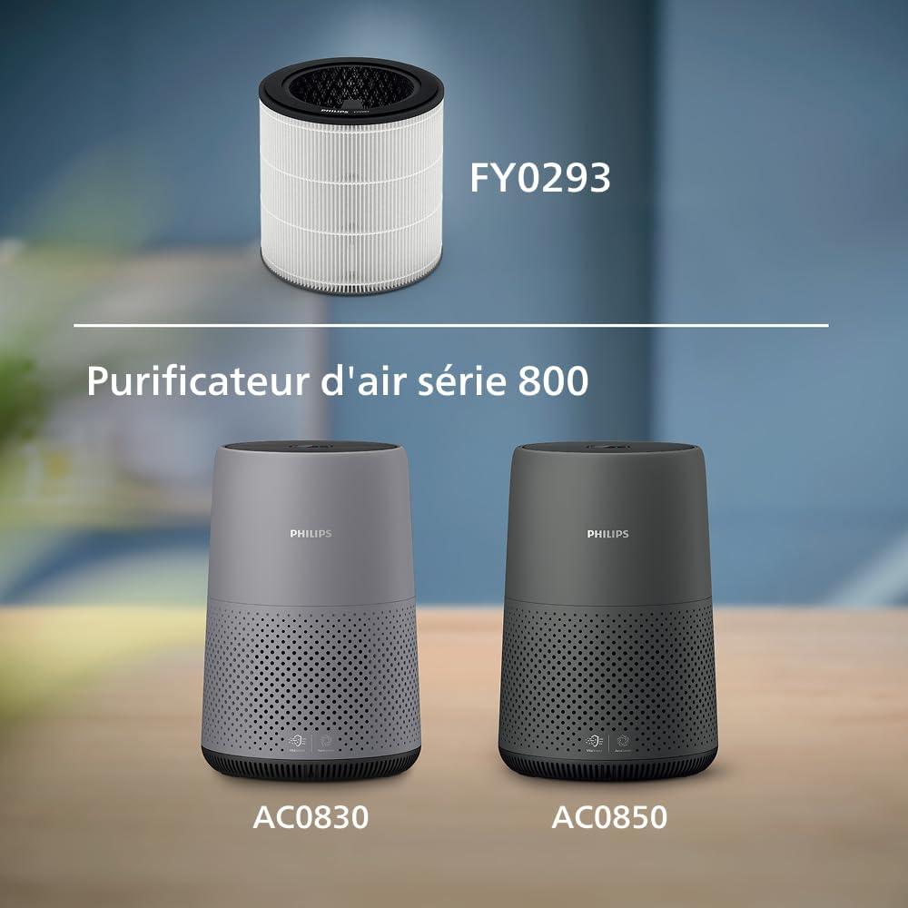 image:imagePhilips Filtre de remplacement pour purificateur dair Charbon Actif et Prfiltre dure de vie de 12 Mois Compatible avec AC0850 Protge du pollen poussires squames animales et gaz FY029330Filtre de rechange AC0830