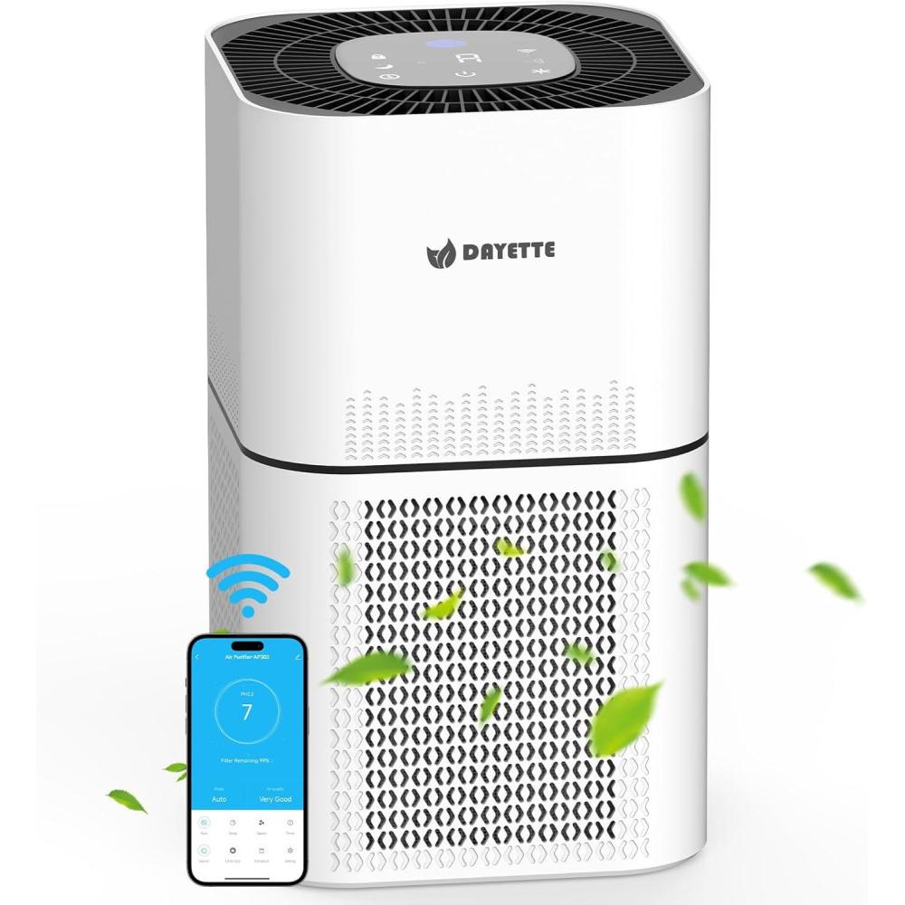 image:imagePurificateur dAir Intelligent HEPA H13 Pour Grandes Pices jusqu 120 m Contrle par App amp Alexa limine 9997 Pollens Poussires Poils dAnimaux CADR 350 mh Idal AllergiesCADR 350mh