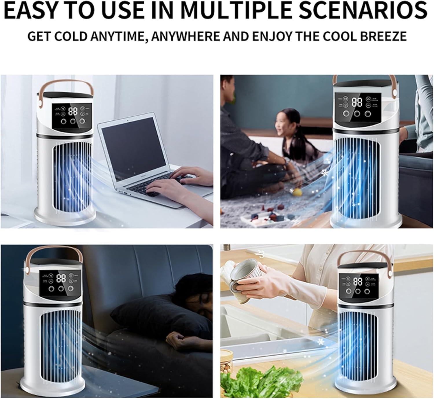 image:imageClimatiseur Mobile 4en1 Avec Dshumidificateur Ventilateur Et Mode Nuit Silencieux Ventilateur De Bureau Climatiseur Mobile Pour Intrieur Pour DortoirSalon Et Chambre Coucher 27x155x155cm