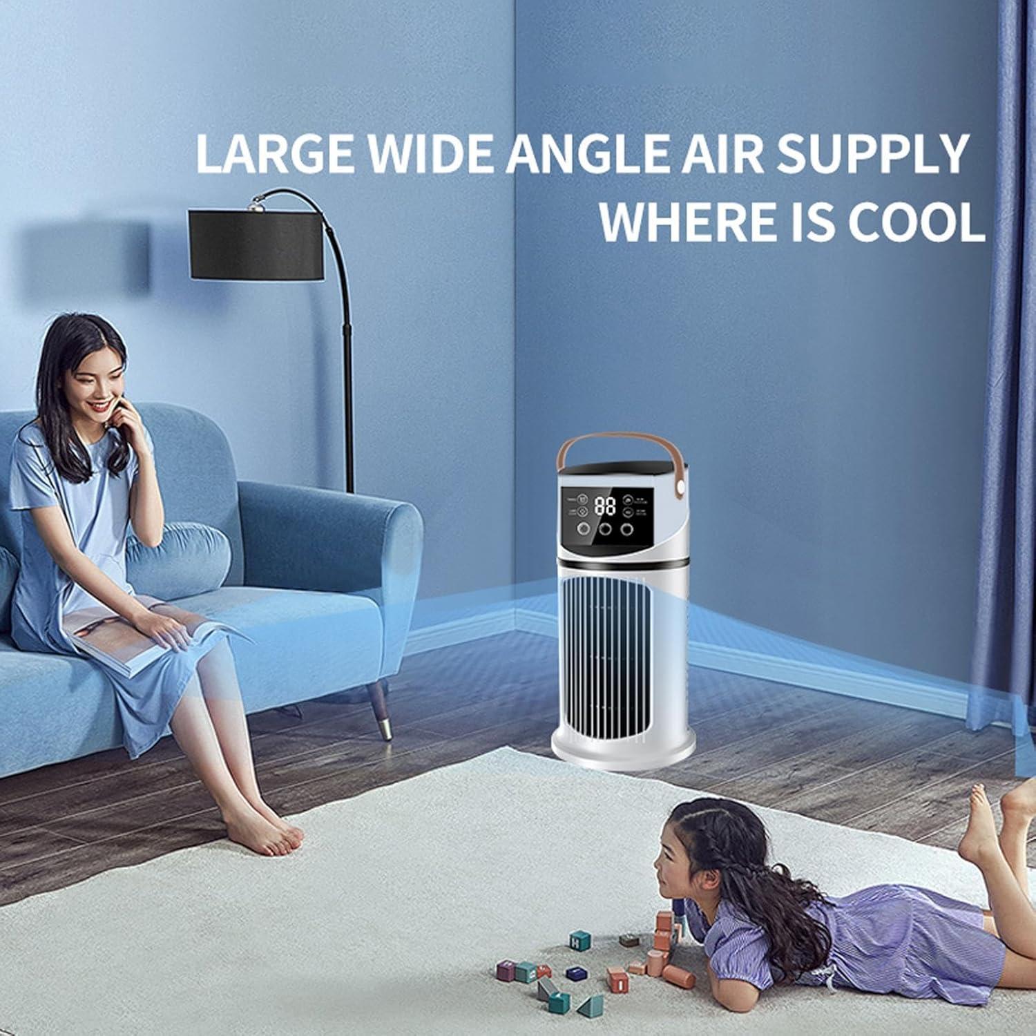 image:imageClimatiseur Mobile 4en1 Avec Dshumidificateur Ventilateur Et Mode Nuit Silencieux Ventilateur De Bureau Climatiseur Mobile Pour Intrieur Pour DortoirSalon Et Chambre Coucher 27x155x155cm