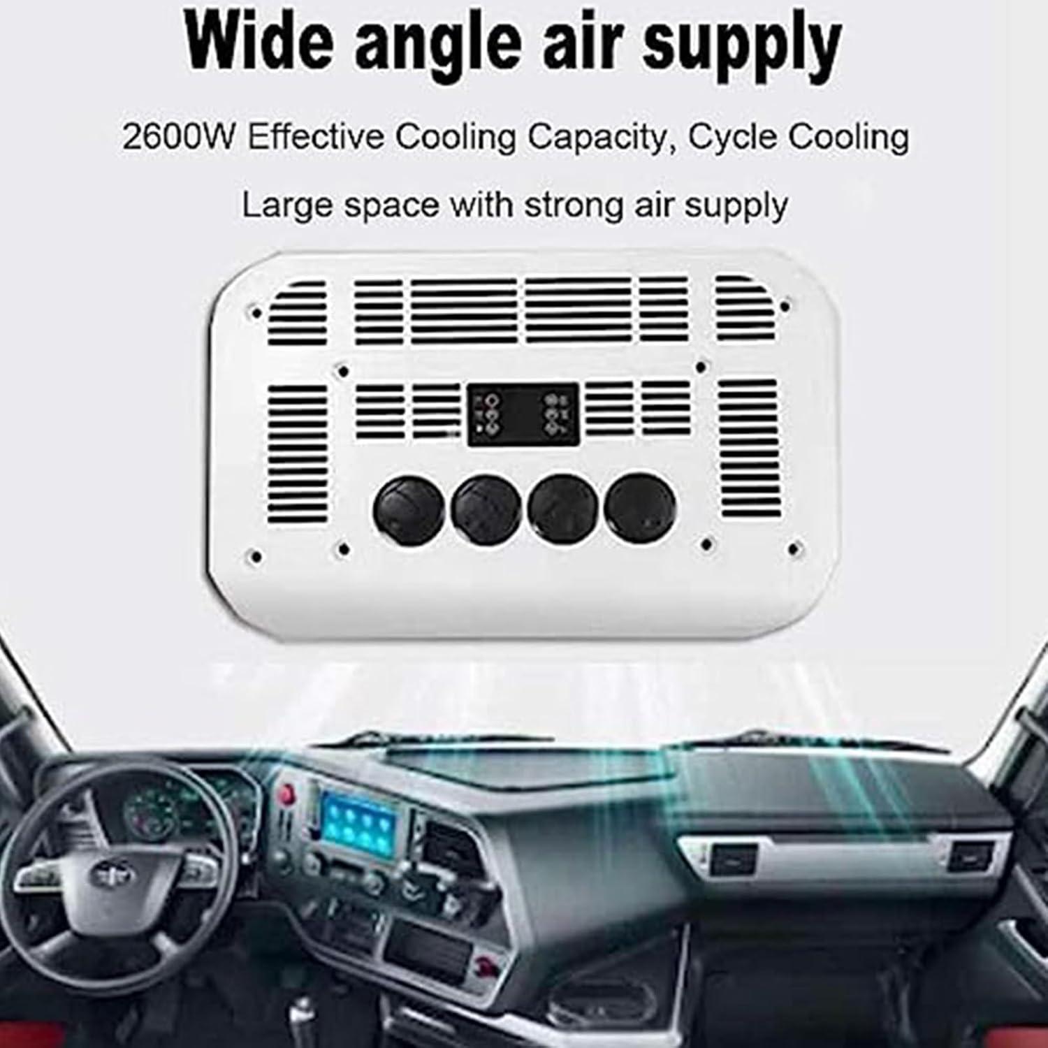 image:imageDC RV Climatiseur 2 en 1 Toit avec Refroidissement et Chauffage Climatiseur Stationnement lectrique CampingCar Systme Climatisation pour Voiture RV Camion Camper White12VRed
