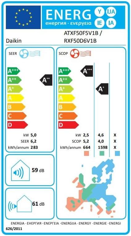 image:imageDaikin ATXF50F Climatiseur 18000 BTU Monosplit Inverter nouveau modle 2025 WiFi intgr contrle par application conomie dnergie mode confort classe AA