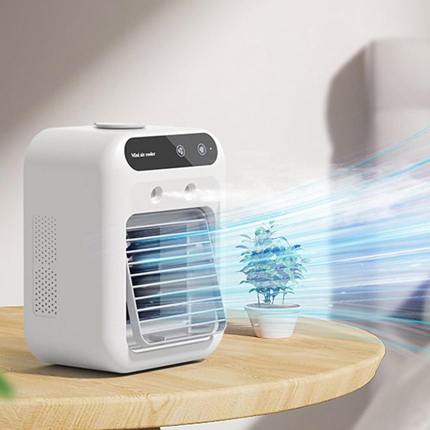 image:imageGnrique Ventilateur Climatiseur Miniature Humidificateur pour Petits EspacesVentilateur Climatiseur Portable Silencieux 2 Vitesses pour Dortoir Chambre de Bb Bureau Voyage Tente Camping Garage