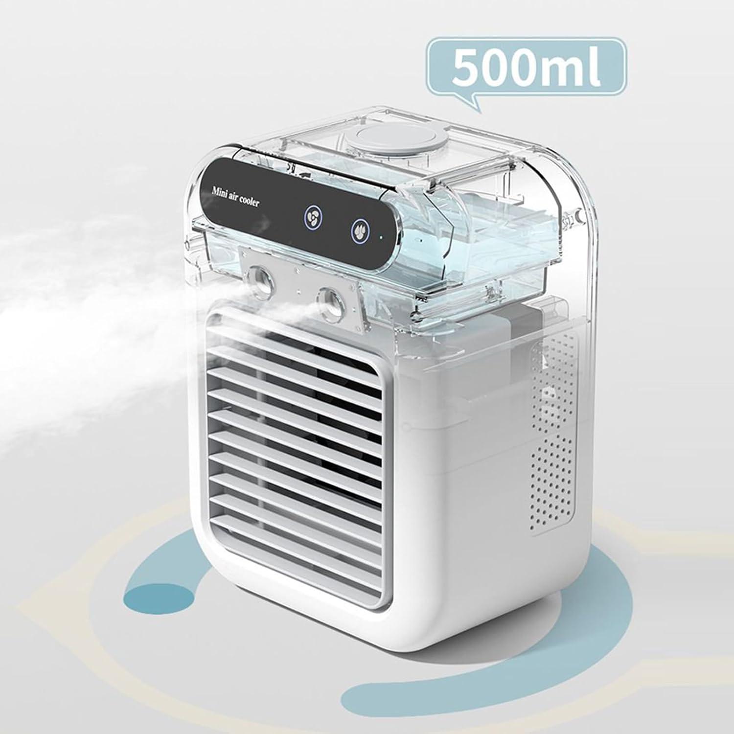 image:imageGnrique Ventilateur Climatiseur Miniature Humidificateur pour Petits EspacesVentilateur Climatiseur Portable Silencieux 2 Vitesses pour Dortoir Chambre de Bb Bureau Voyage Tente Camping Garage