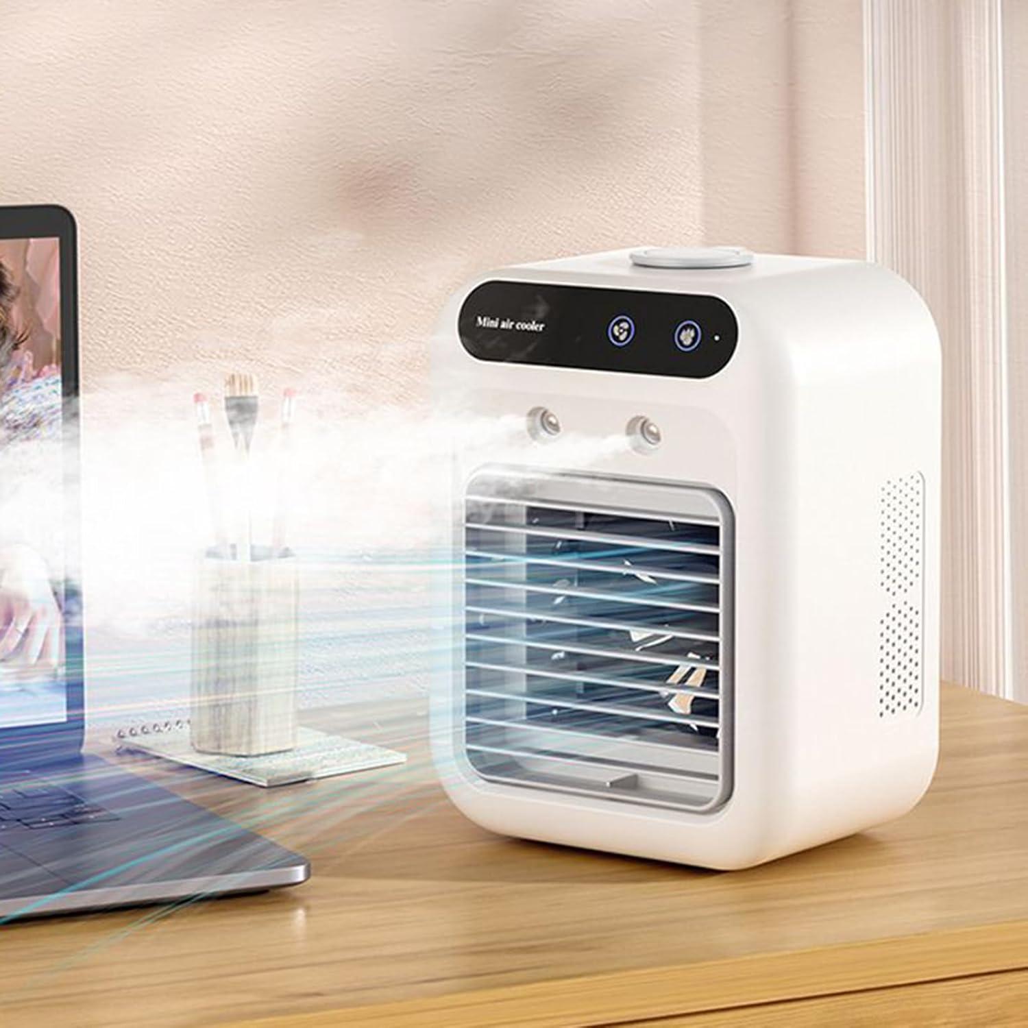 image:imageGnrique Ventilateur Climatiseur Miniature Humidificateur pour Petits EspacesVentilateur Climatiseur Portable Silencieux 2 Vitesses pour Dortoir Chambre de Bb Bureau Voyage Tente Camping Garage