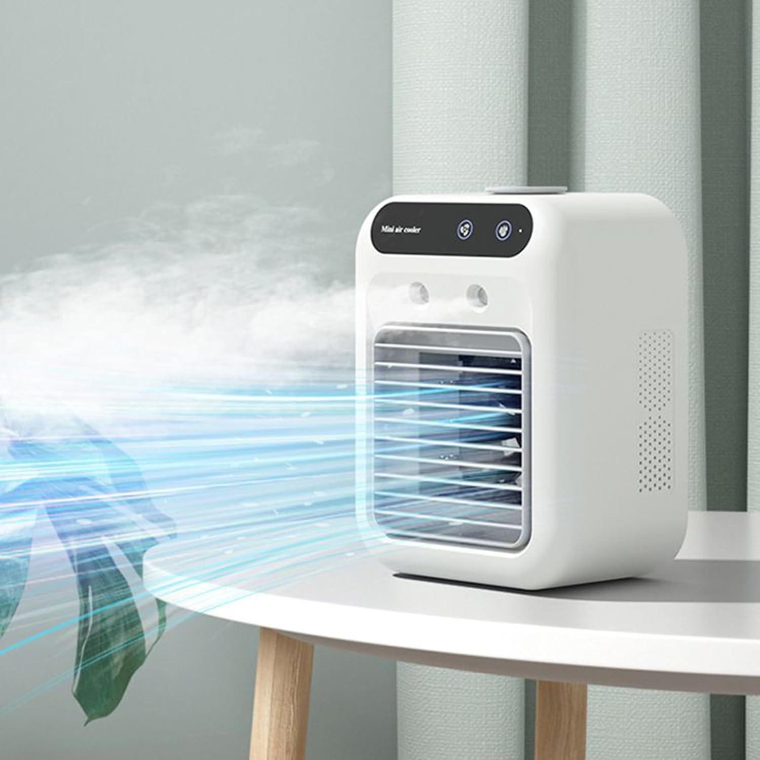 image:imageGnrique Ventilateur Climatiseur Miniature Humidificateur pour Petits EspacesVentilateur Climatiseur Portable Silencieux 2 Vitesses pour Dortoir Chambre de Bb Bureau Voyage Tente Camping Garage