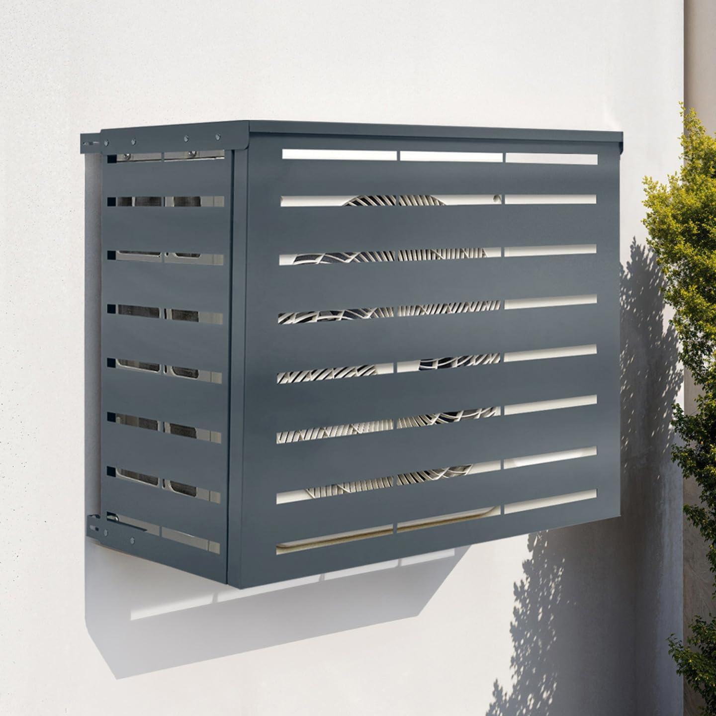 image:imageIDMarket Cache climatiseur en mtal Gris Anthracite Protection unit extrieur 95 x 50 x 80 CM