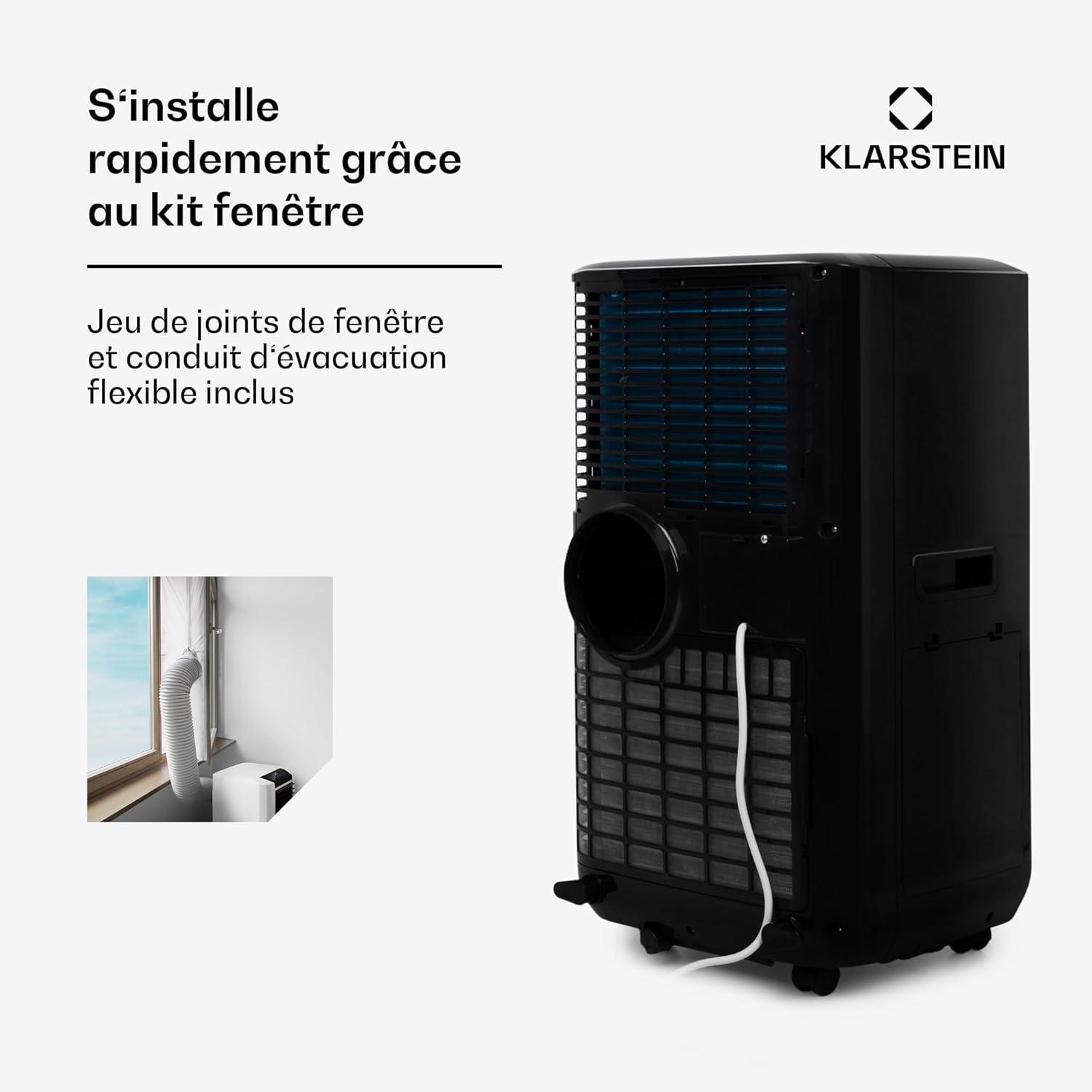image:imageKlarstein Climatiseur Mobile Silencieux Intelligent Mini Climatiseur 5 en 1 Refroidissement Purificateur Antibactrien Elimination des Odeurs Mode Nuit Dshumidificateur AC 15000 BTU BlancNoir