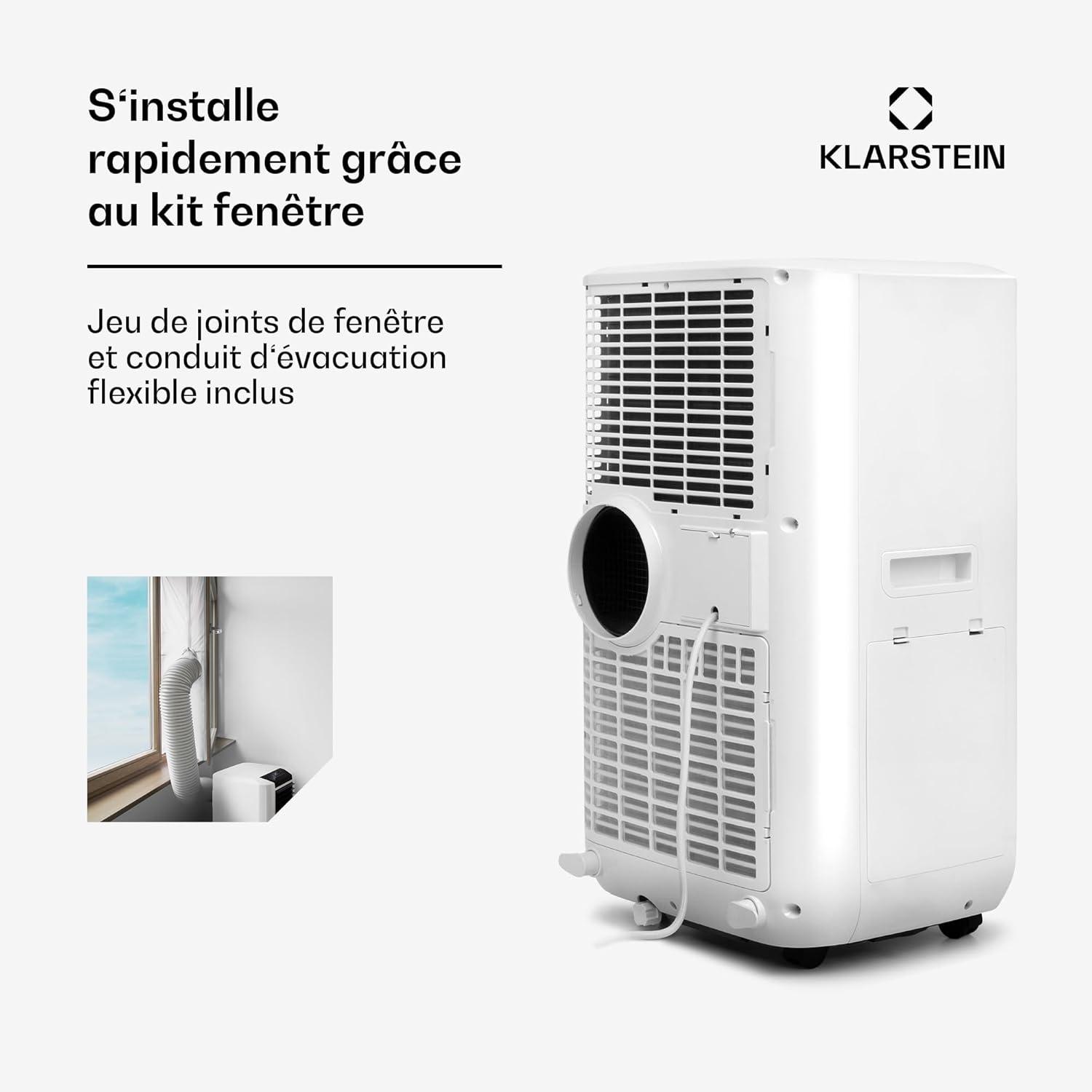 image:imageKlarstein Climatiseur Mobile Silencieux Intelligent Mini Climatiseur 5 en 1 Refroidissement Purificateur Antibactrien Elimination des Odeurs Mode Nuit Dshumidificateur AC 15000 BTU BlancBlanc
