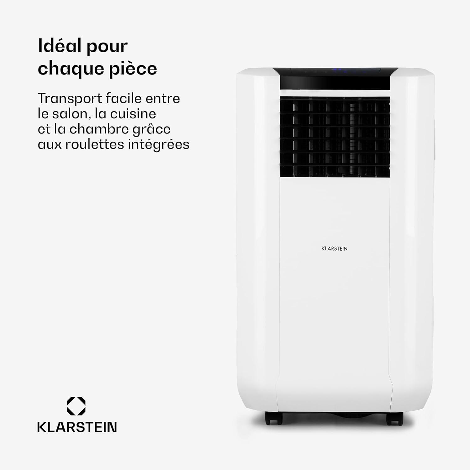 image:imageKlarstein Climatiseur Mobile Silencieux Intelligent Mini Climatiseur 5 en 1 Refroidissement Purificateur Antibactrien Elimination des Odeurs Mode Nuit Dshumidificateur AC 15000 BTU BlancBlanc