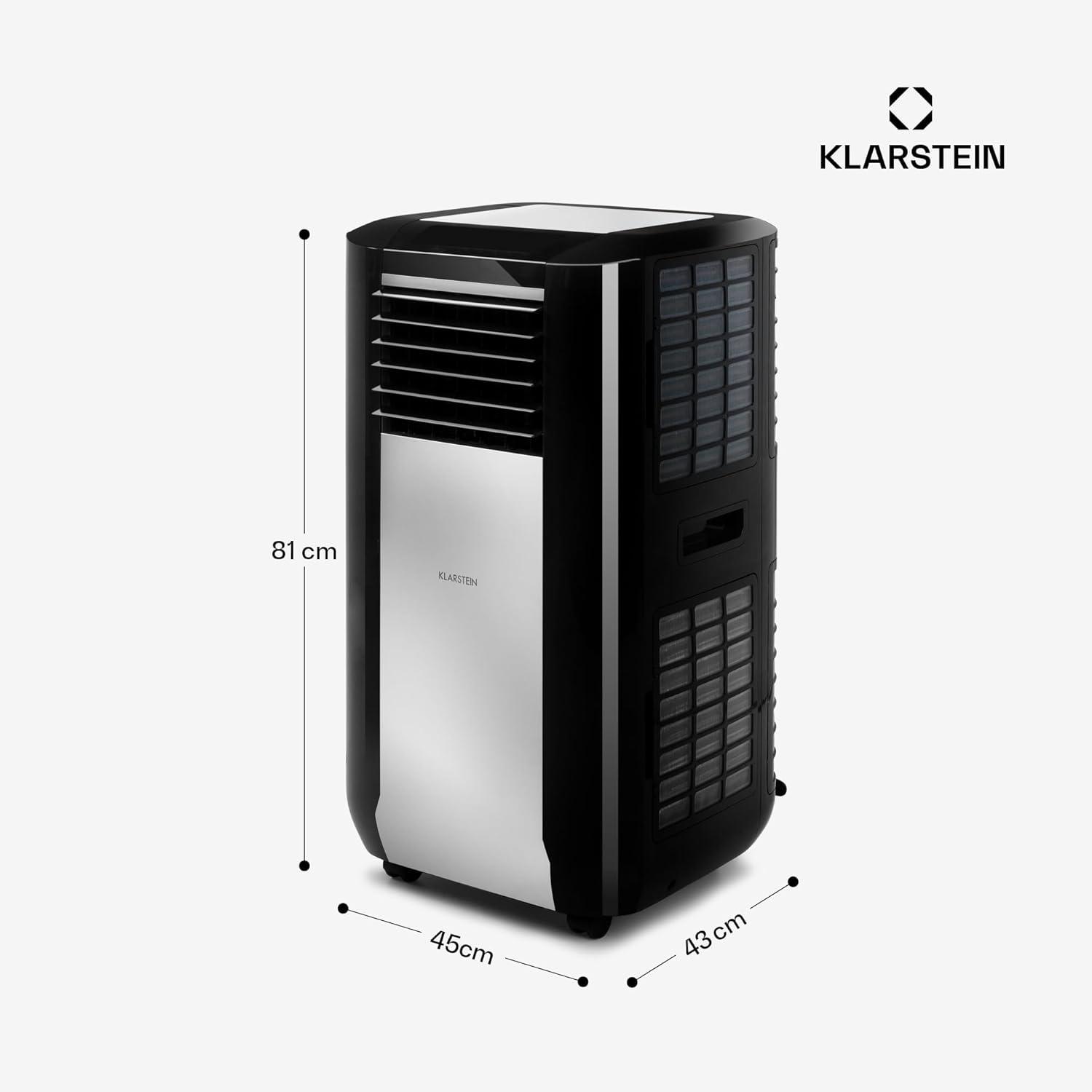image:imageKlarstein Climatiseur Mobile Silencieux Intelligent Mini Climatiseur 5 en 1 Refroidissement Purificateur Antibactrien Elimination des Odeurs Mode Nuit Dshumidificateur AC 15000 BTU BlancNoir
