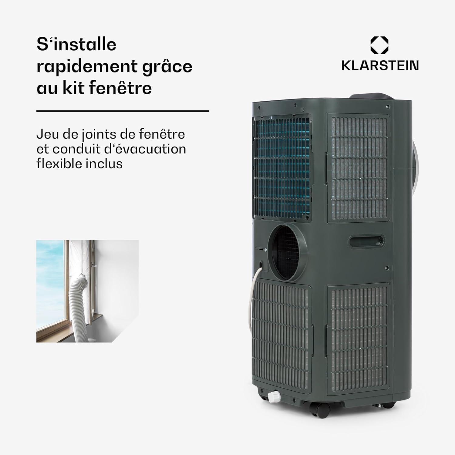 image:imageKlarstein Climatiseur Mobile Silencieux Smart Climatisation Portable 5 en 1 Mini Clim Purificateur et Elimination Odeurs Dshumidificateur dAir Mode Nuit Faible Conso 12K BTU ClimatiseursAnthracite