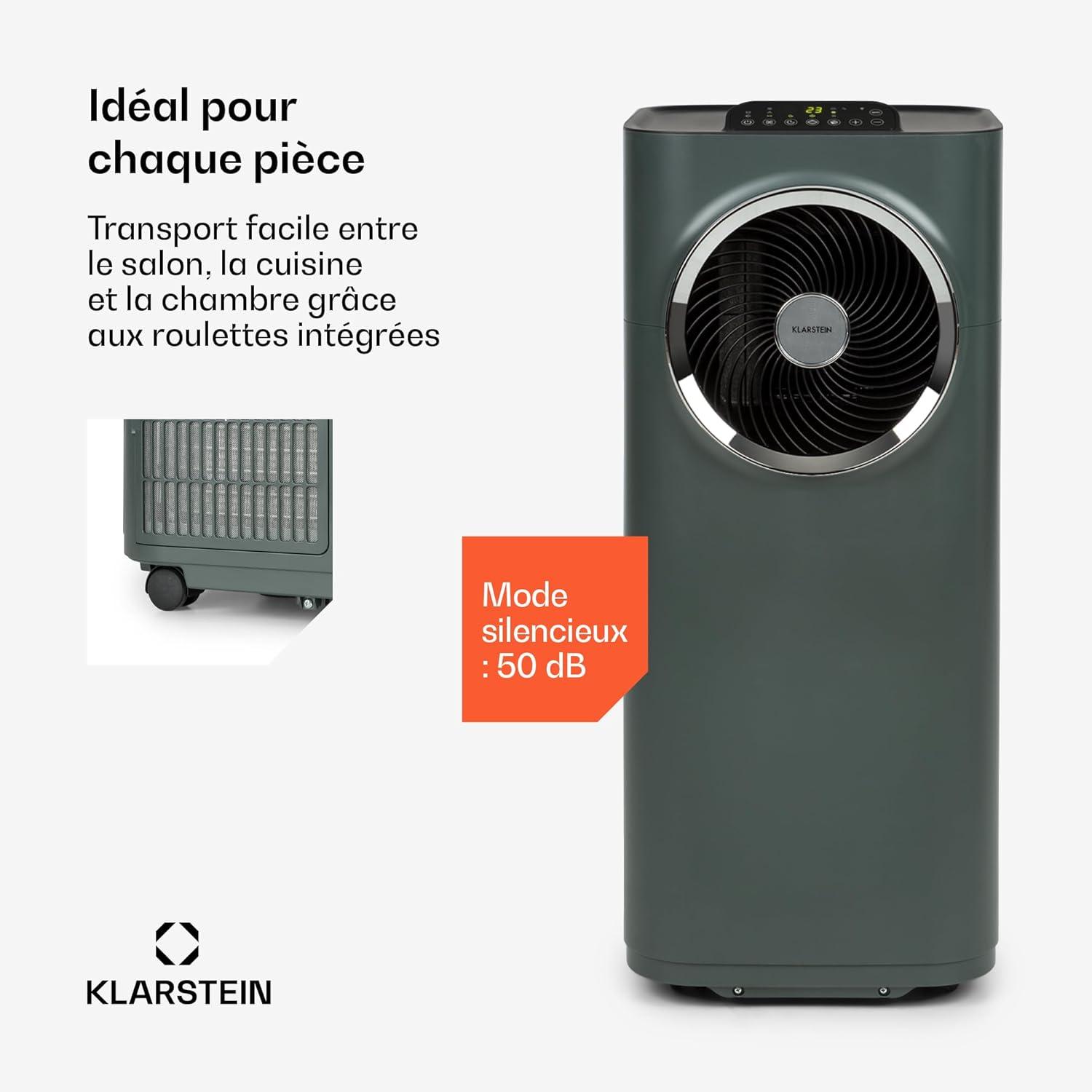image:imageKlarstein Climatiseur Mobile Silencieux Smart Climatisation Portable 5 en 1 Mini Clim Purificateur et Elimination Odeurs Dshumidificateur dAir Mode Nuit Faible Conso 12K BTU ClimatiseursAnthracite