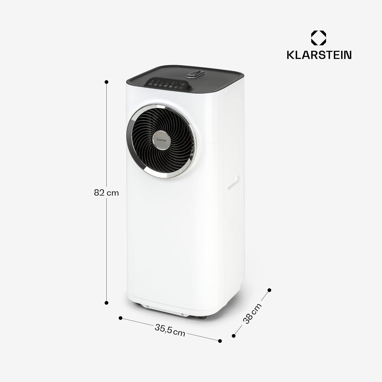 image:imageKlarstein Climatiseur Mobile Silencieux Smart Climatisation Portable 5 en 1 Mini Clim Purificateur et Elimination Odeurs Dshumidificateur dAir Mode Nuit Faible Conso 12K BTU ClimatiseursBlanc