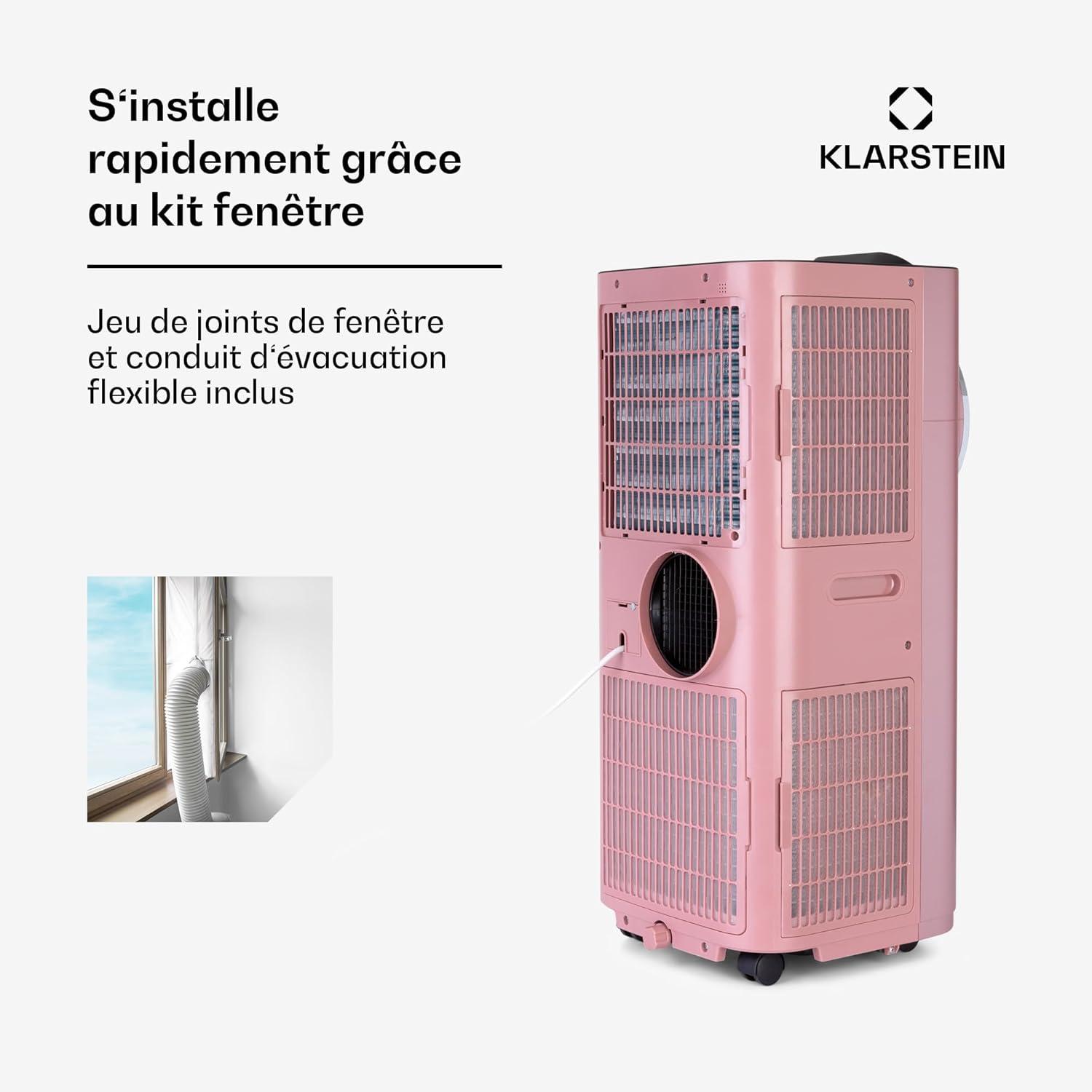 image:imageKlarstein Climatiseur Mobile Silencieux Smart Climatisation Portable 5 en 1 Mini Clim Purificateur et Elimination Odeurs Dshumidificateur dAir Mode Nuit Faible Conso 12K BTU ClimatiseursRose Dor