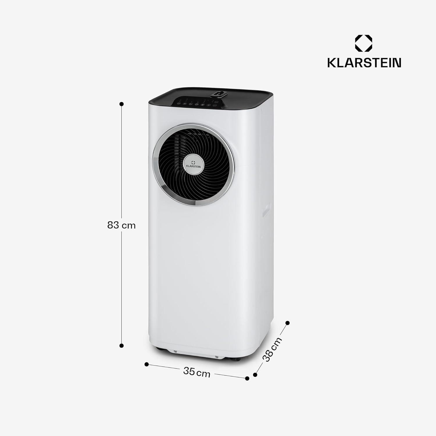 image:imageKlarstein Climatiseur Mobile Silencieux Smart Climatisation Portable 5 en 1 Mini Clim Purificateur et Elimination Odeurs Dshumidificateur dAir Mode Nuit Faible Conso 12K BTU ClimatiseursBlanc