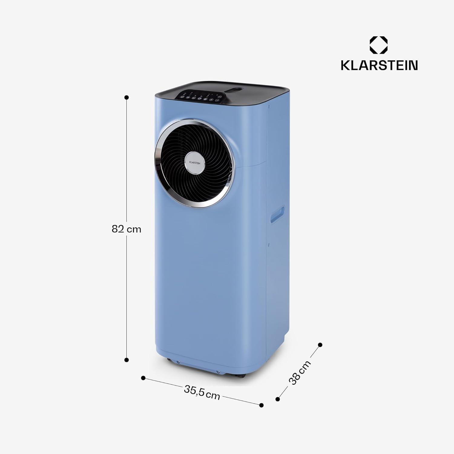 image:imageKlarstein Climatiseur Mobile Silencieux Smart Climatisation Portable 5 en 1 Mini Clim Purificateur et Elimination Odeurs Dshumidificateur dAir Mode Nuit Faible Conso 12K BTU ClimatiseursBleu Pastel