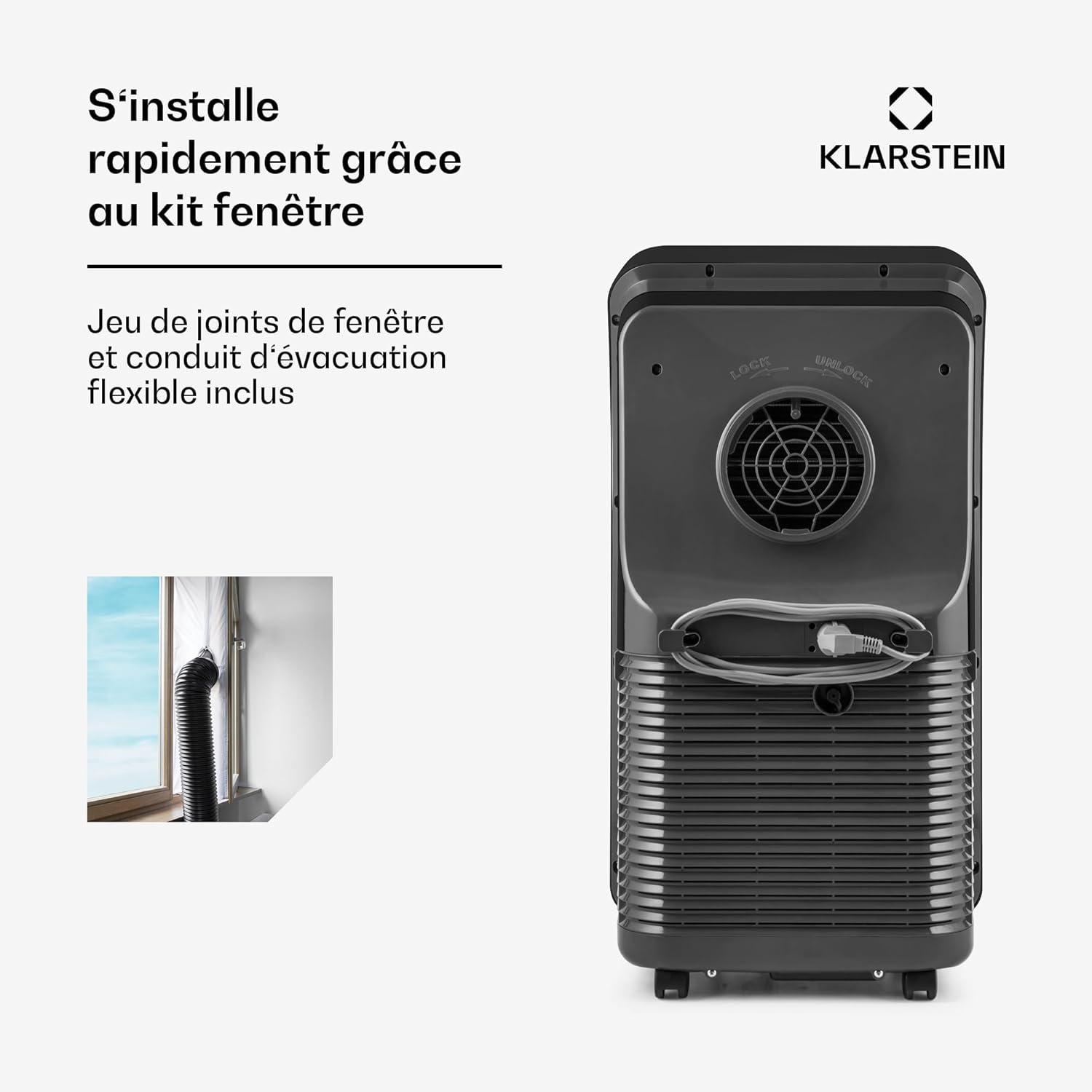 image:imageKlarstein Climatiseur Mobile Silencieux Smart Climatiseur 4 en 1 Mode Nuit Dshumidificateur Ventilateur Mini Climatisation Faible Conso Evacuation Clim Portable 12000 BTU ClimatiseursNoir