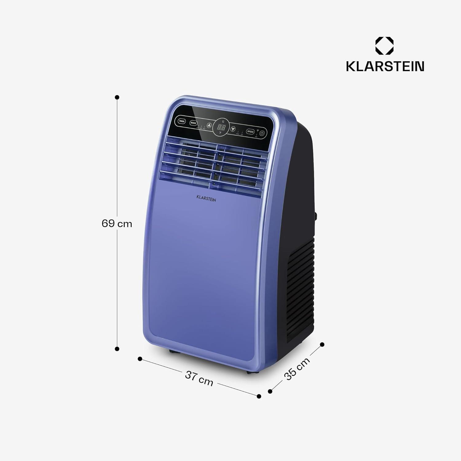 image:imageKlarstein Climatiseur Mobile Silencieux Smart Climatiseur 4 en 1 Mode Nuit Dshumidificateur Ventilateur Mini Climatisation Faible Conso Evacuation Clim Portable 12000 BTU ClimatiseursBleu