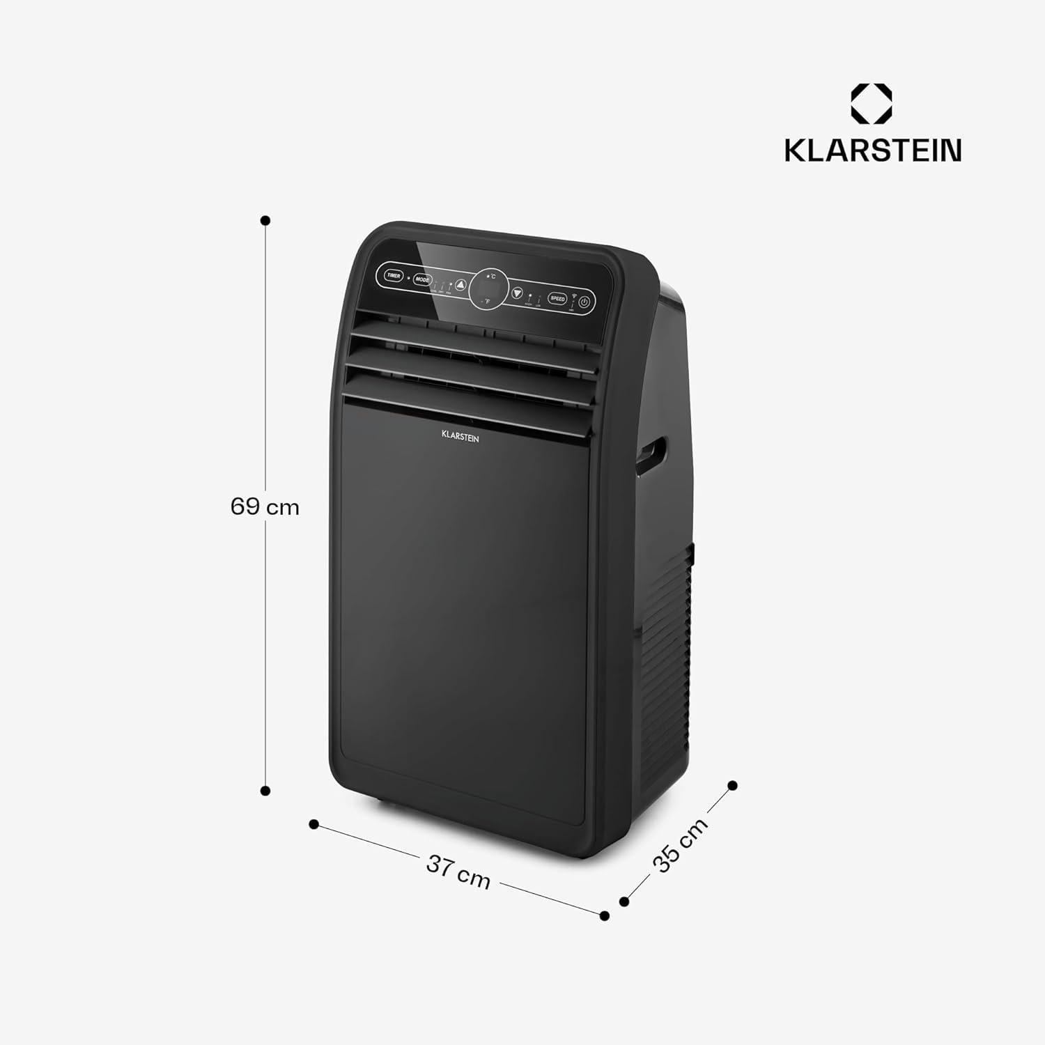 image:imageKlarstein Climatiseur Mobile Silencieux Smart Climatiseur 4 en 1 Mode Nuit Dshumidificateur Ventilateur Mini Climatisation Faible Conso Evacuation Clim Portable 12000 BTU ClimatiseursNoir
